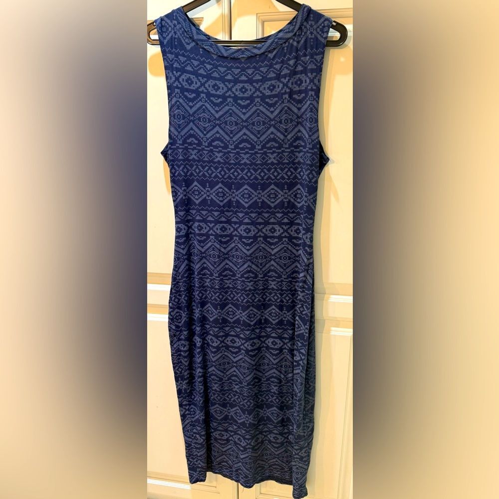 Blue Patterned Sleeveless Summer Long Dress 6